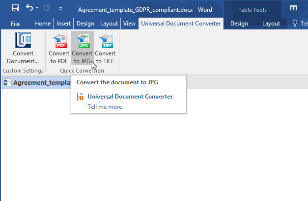 Quickly convert documents to JPEG directly from Word